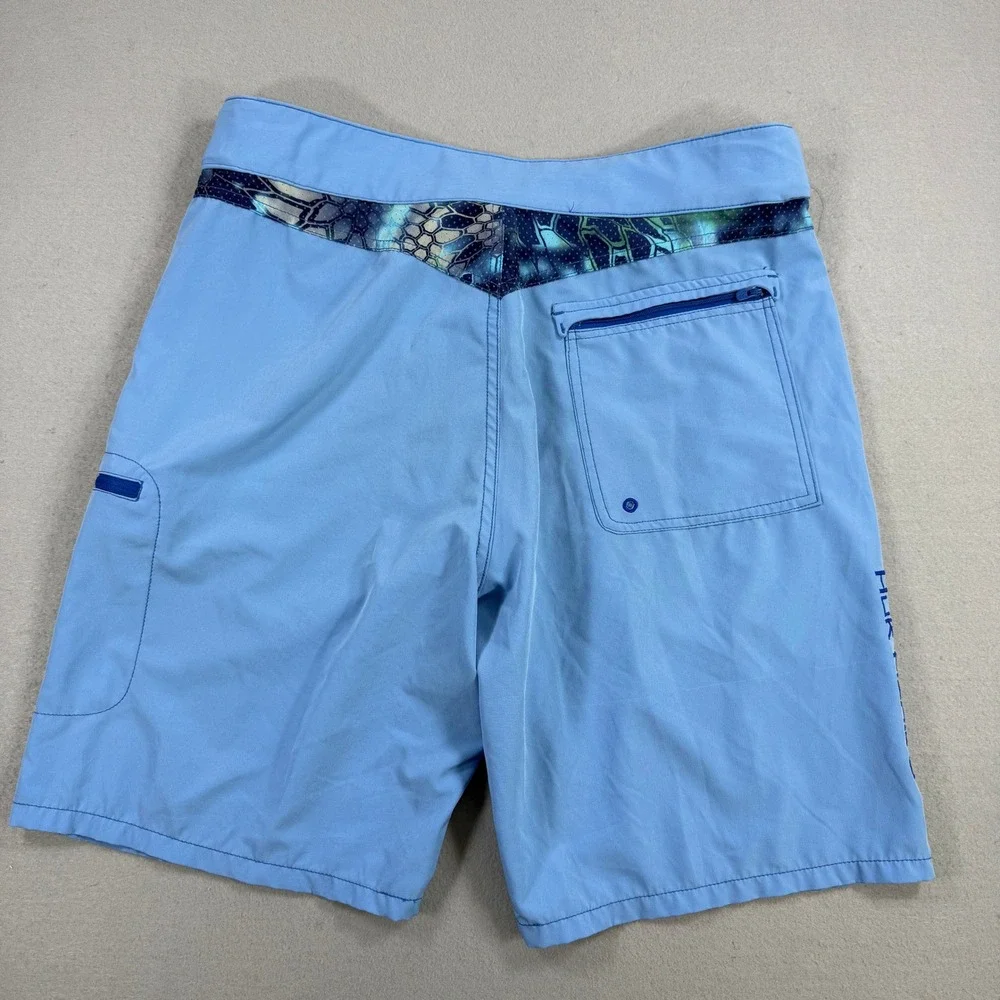 Huk Board Shorts Mens Large Blue Swim Trunks Camo Performance Beach Summer Cargo